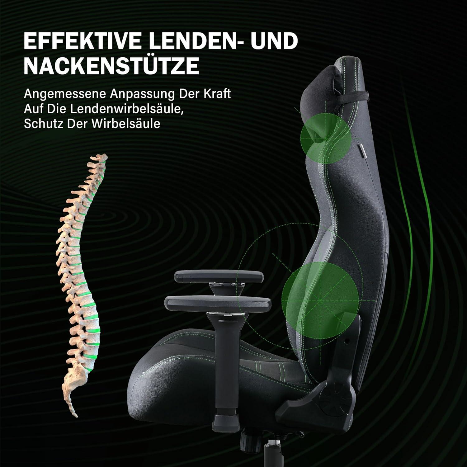 Ergonomischer Gaming Stuhl 200kg Belastbarkeit Verstellbare Armlehne