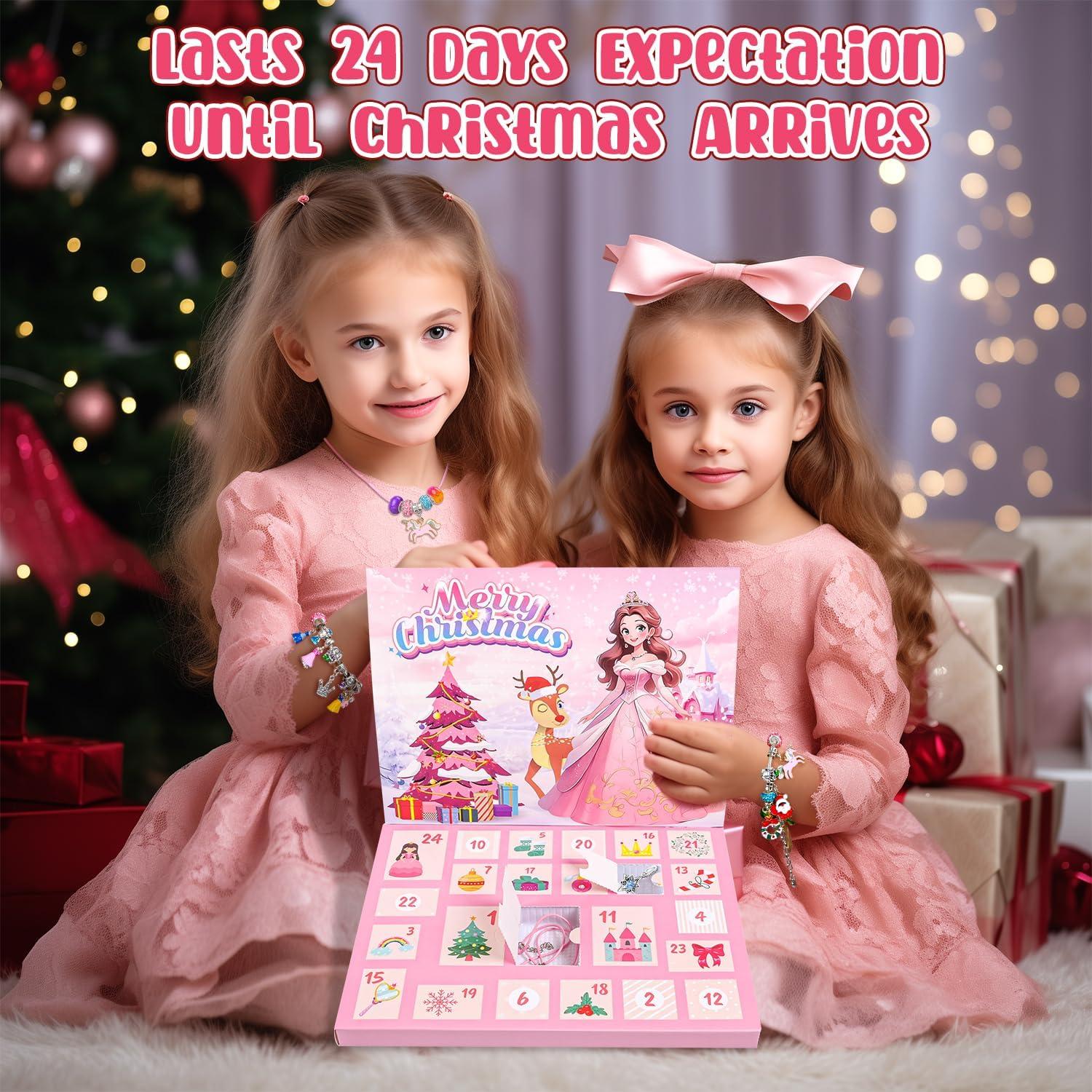 Prinzessinnen Adventskalender Schmuck DIY Armband Mädchen 2024 Weihnachtskalender