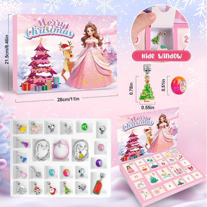 Adventskalender Mädchen 2024 Schmuck DIY Armband Geschenk 3-12 Jahre