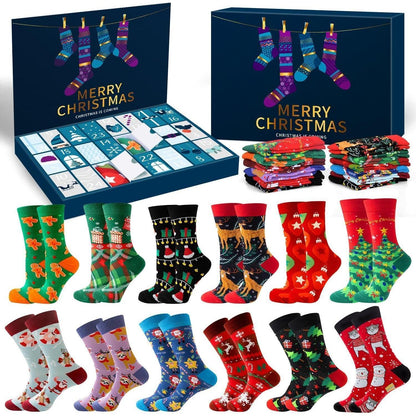 Socken Adventskalender 12 Paar Weihnachtssocken für Damen