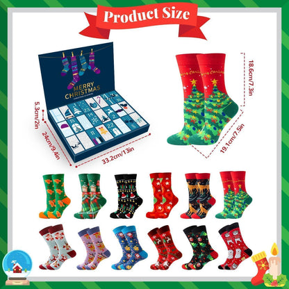 Socken Adventskalender 12 Paar Weihnachtssocken für Damen