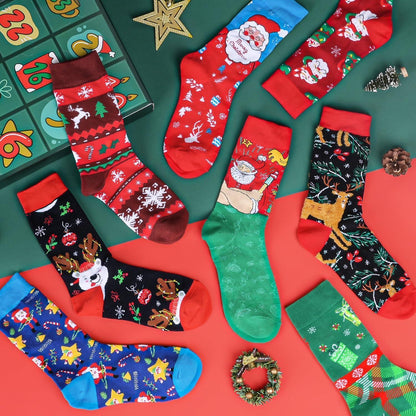 Socken Adventskalender 12 Paar Weihnachtssocken für Damen
