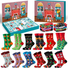 Weihnachtssocken Adventskalender 12 Paar 2024 für Erwachsene