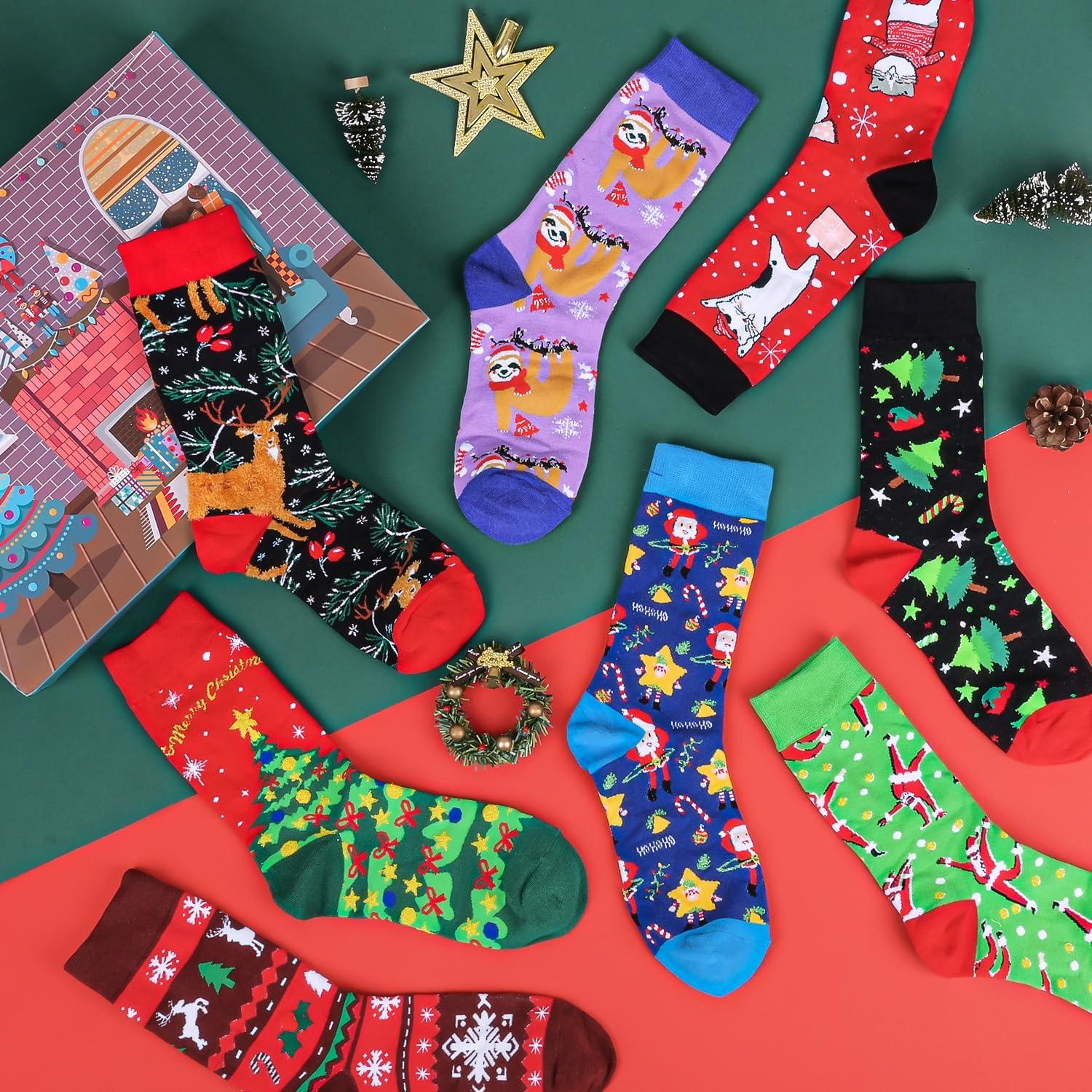 Weihnachtssocken Adventskalender 12 Paar 2024 für Erwachsene