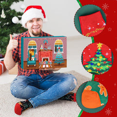 Socken Adventskalender 12 Paar Weihnachtssocken 2024 für Damen Herren Kinder