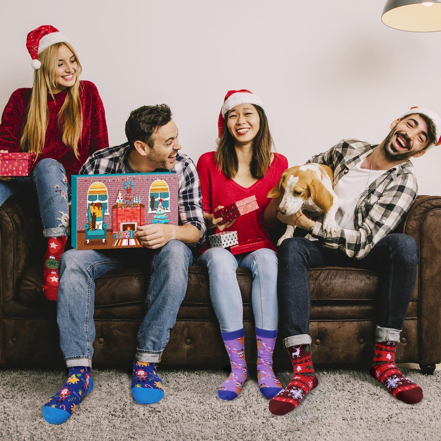 Socken Adventskalender 12 Paar Weihnachtssocken 2024 für Erwachsene