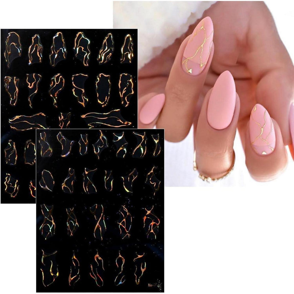 Marmor Nagelsticker Gold 9 Blatt - Nail Art Aufkleber