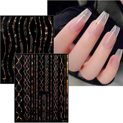 Marmor Nagelsticker Gold 9 Blatt - Nail Art Aufkleber