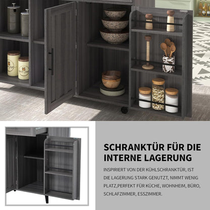 Freistehende Kücheninsel mit Klappplatte & Rollen – Gray