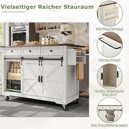 Kücheninsel mit ausziehbarer Arbeitsplatte & Stauraum