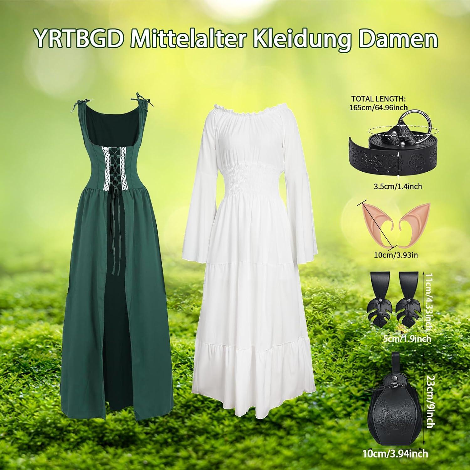 Mittelalter Kleidung Damen Renaissance Gothik Kostüm XS Grün