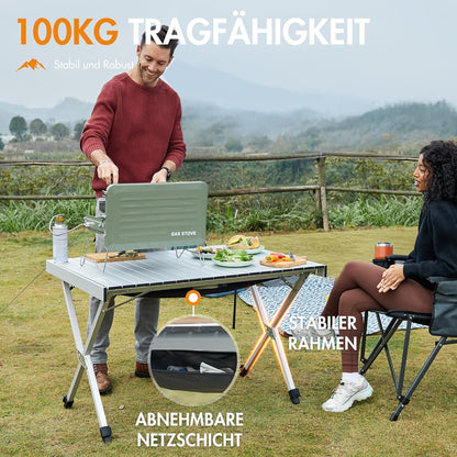 PORTAL Campingtisch faltbar, höhenverstellbar, 108x71cm, Aluminium