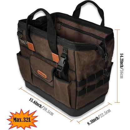 Werkzeugtasche aus gewachstem Segeltuch mit 45 Fächern, 40,6 cm