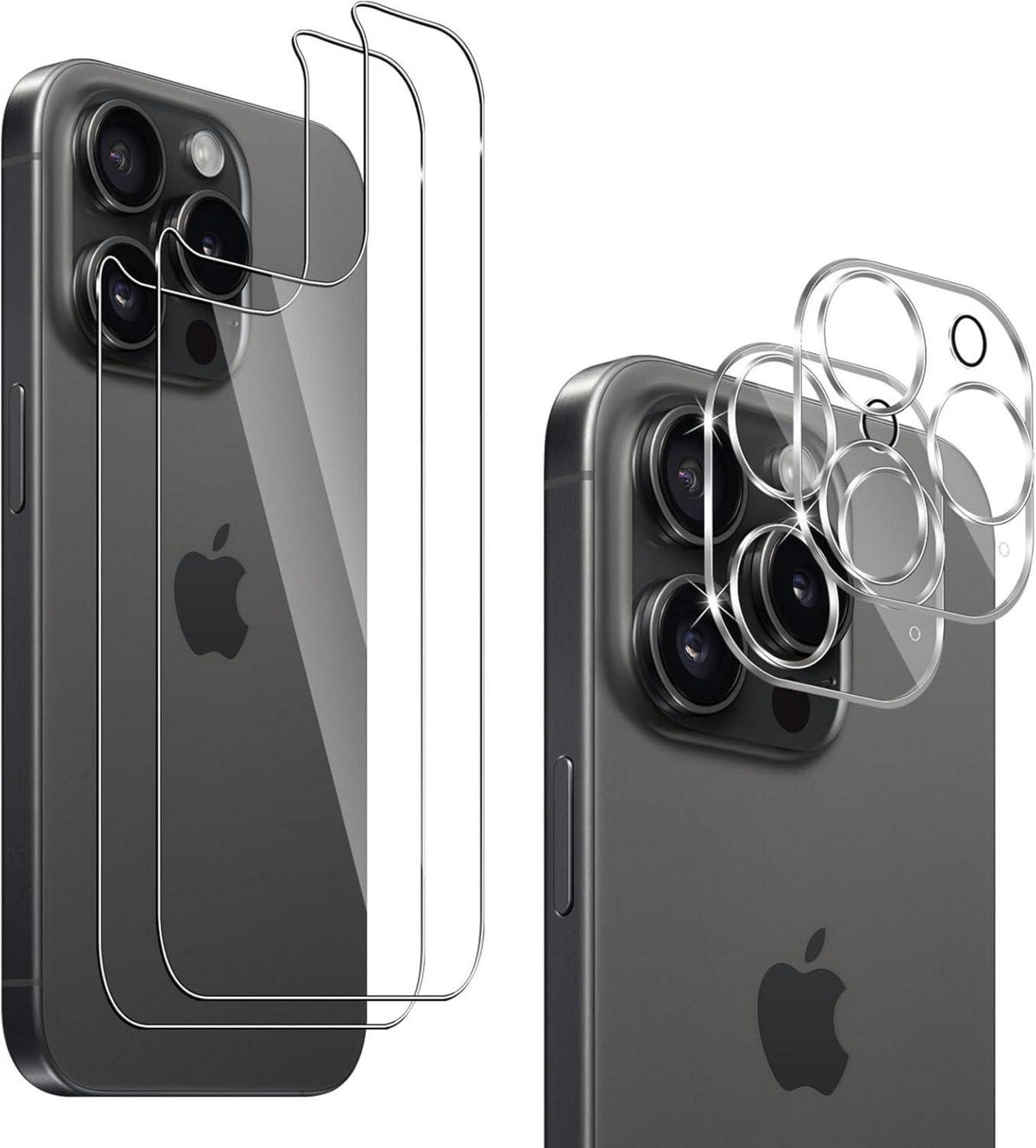 Schutzfolie Panzerglas iPhone 16 Pro Kameraschutz 9H Rückseite 4er Set