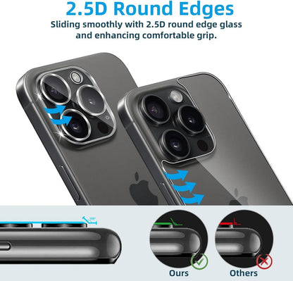 Schutzfolie Panzerglas iPhone 16 Pro Kameraschutz 9H Rückseite 4er Set