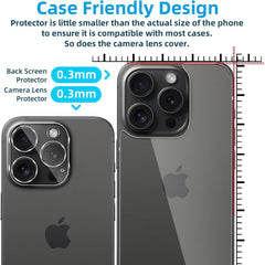 QULLOO iPhone 16 Pro Rückseite Panzerglas Schutzfolie + Kameraschutz 9H Transparent