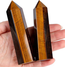 Tigerauge Kristall Turm Bergkristall Hexagonal Punkt Stäbe 9-10cm