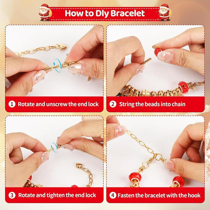 Adventskalender 2024 Mädchen Schmuck 24 Gold Armbänder