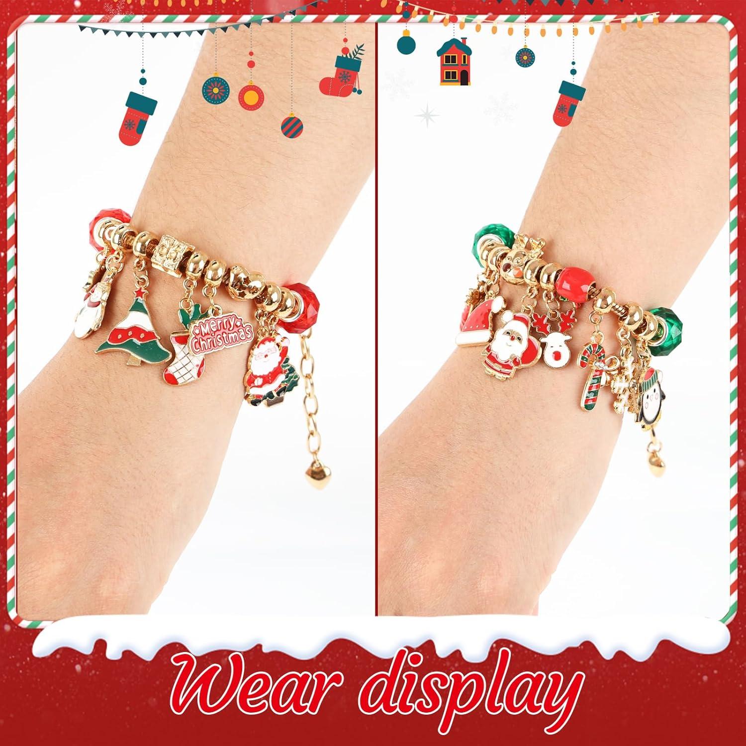 Adventskalender Mädchen 2024 Goldfarben Schmuck Armbänder Charms