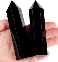 Obsidian Kristall Turm 9-10cm Hexagonal Punkt Heilstein 1PC