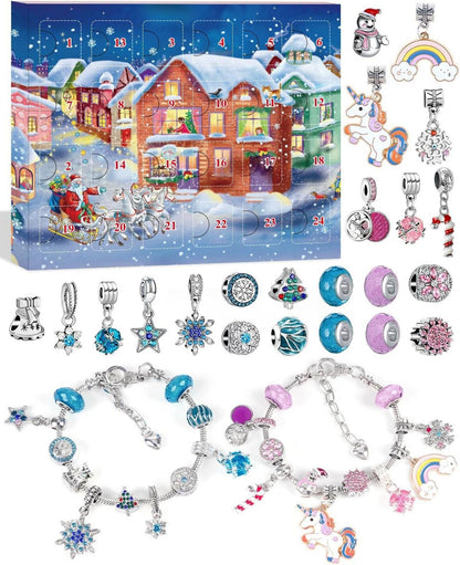 Adventskalender Schmuck für Kinder Mädchen mit Anhängern aus Metall