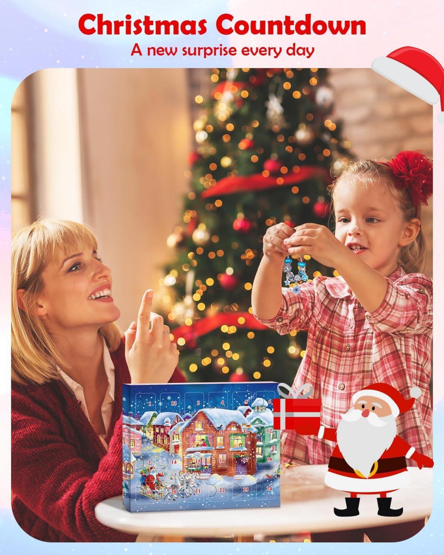 Adventskalender Mädchen 2024: Schmuck Bastelset Einhorn
