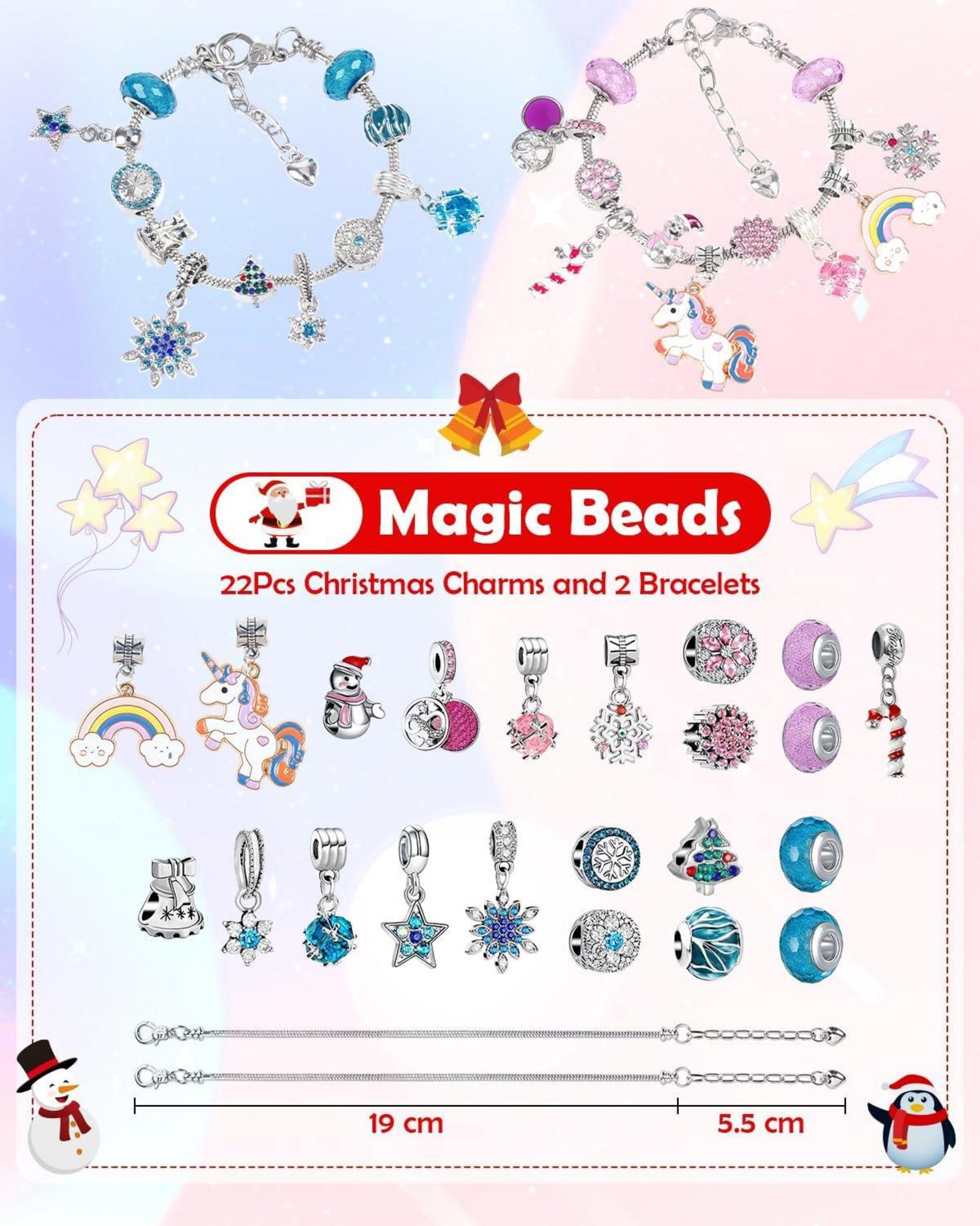 Adventskalender Schmuck für Kinder Mädchen mit Anhängern aus Metall