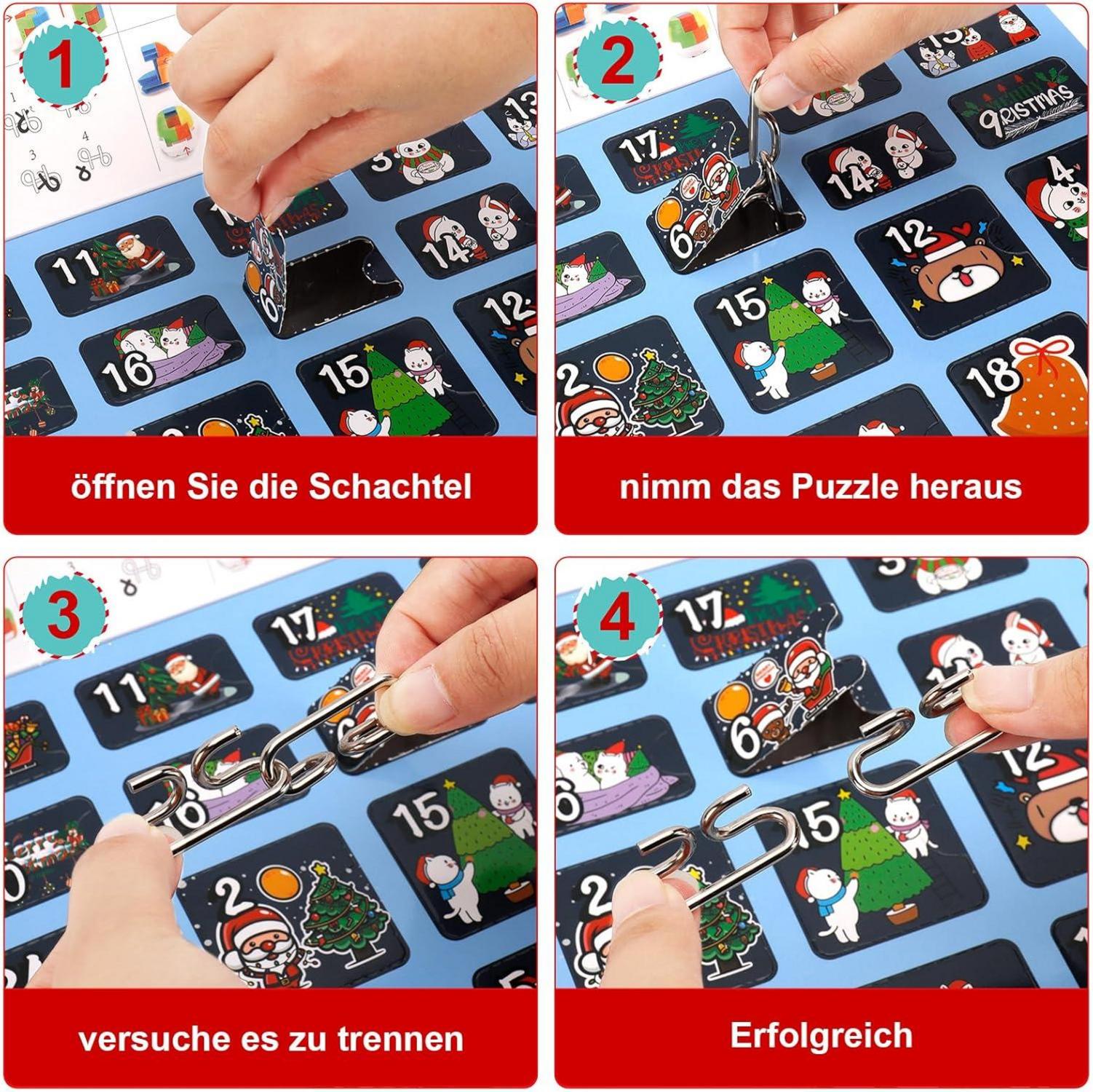 Adventskalender Puzzle Weihnachts-Countdown Metall-Gehirn-Rätsel