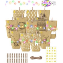 Adventskalender Set mit Lichterkette zum Befüllen in