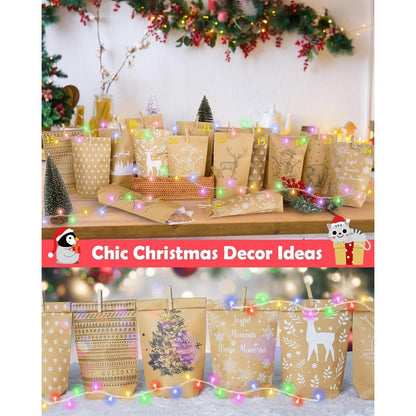 Adventskalender Set mit Lichterkette zum Befüllen in