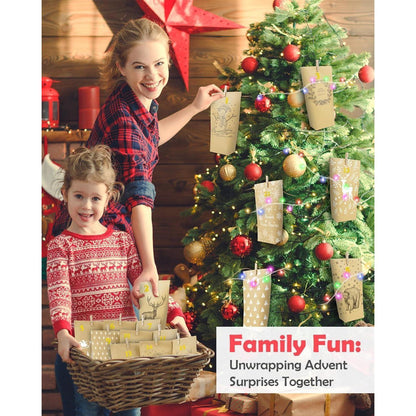 Adventskalender Set mit Lichterkette zum Befüllen in