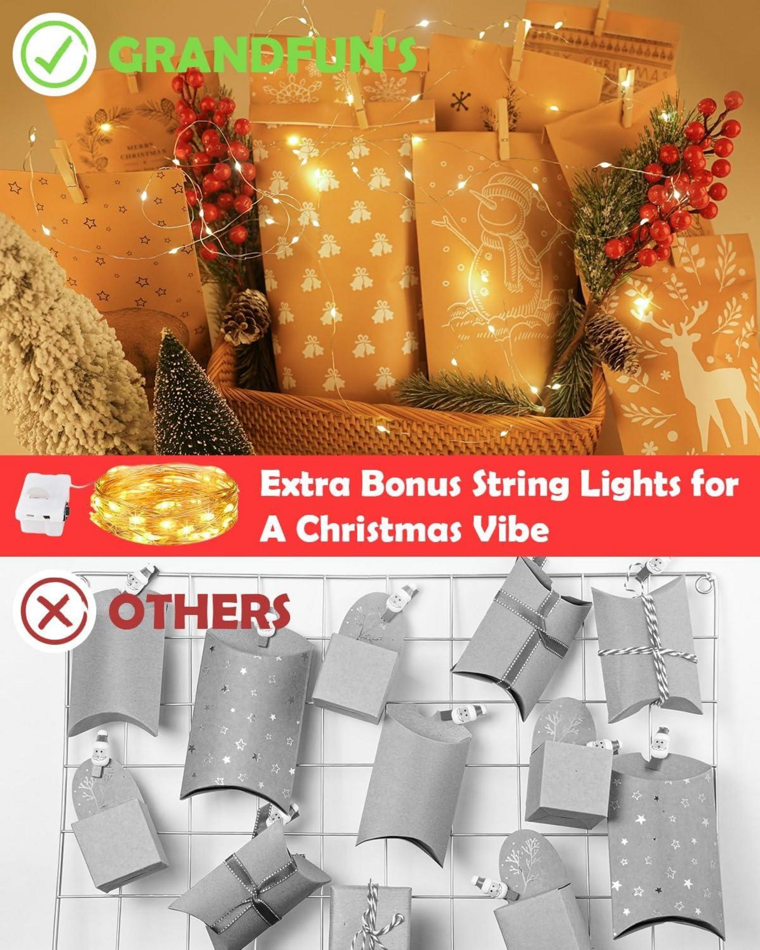 Adventskalender Set mit Lichterkette zum Befüllen in
