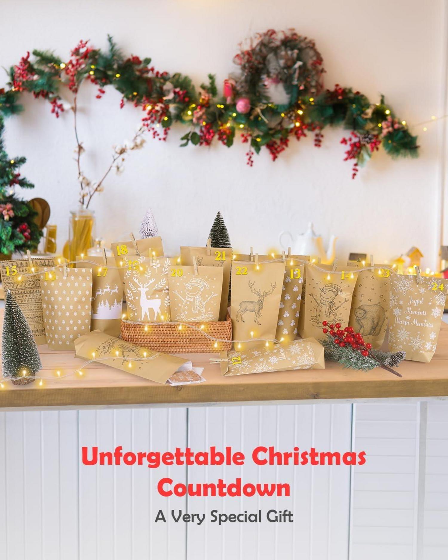 Adventskalender DIY Set mit LED Lichterkette und Tüten
