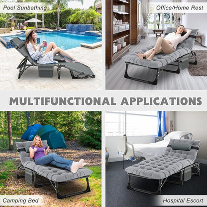 Faltbare Sonnenliege mit Matratze und verstellbaren Auflagen