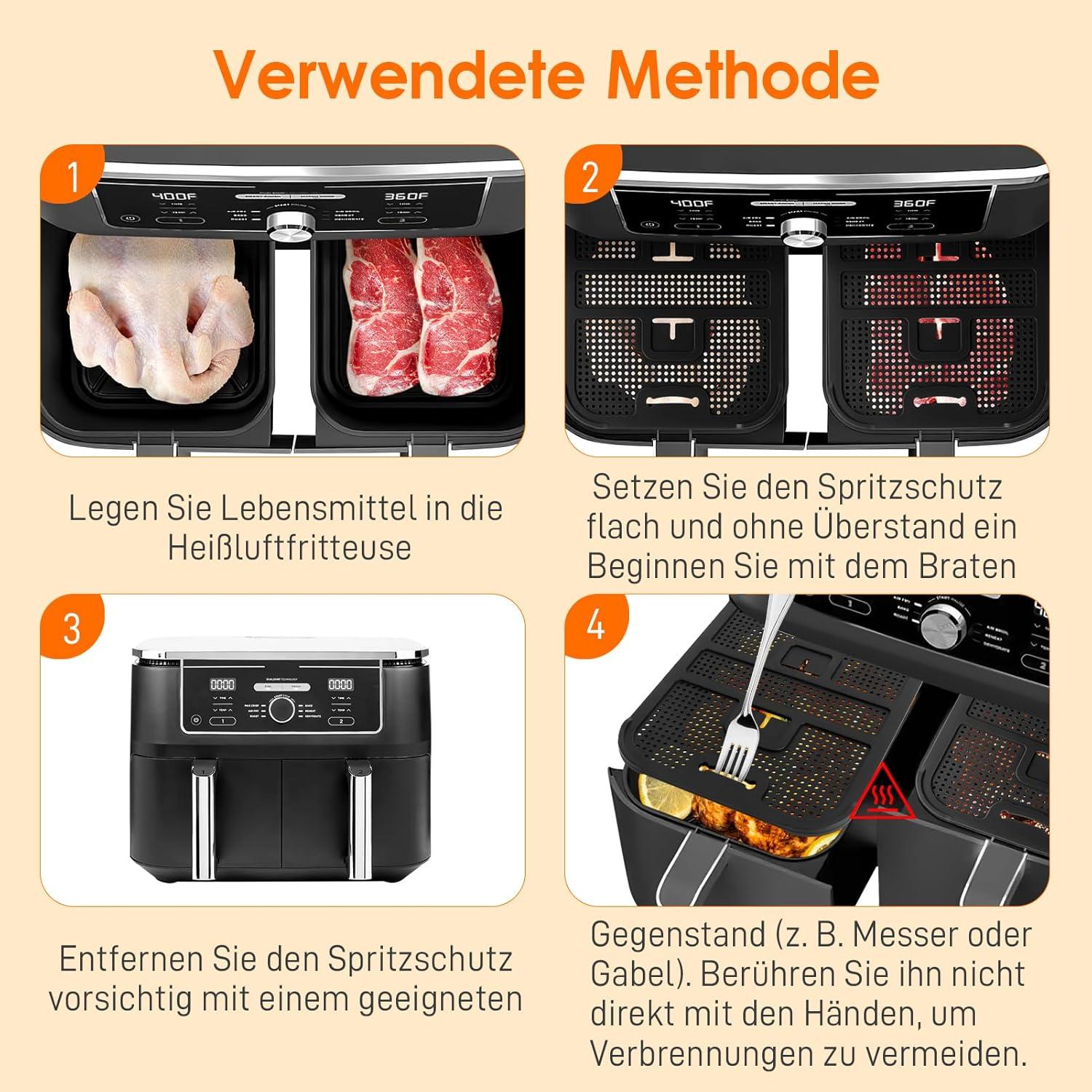 Silikon Spritzschutz für Ninja Foodi MAX Dual Zone AF400EU AF451EU, Zubehör Heißluftfritteuse