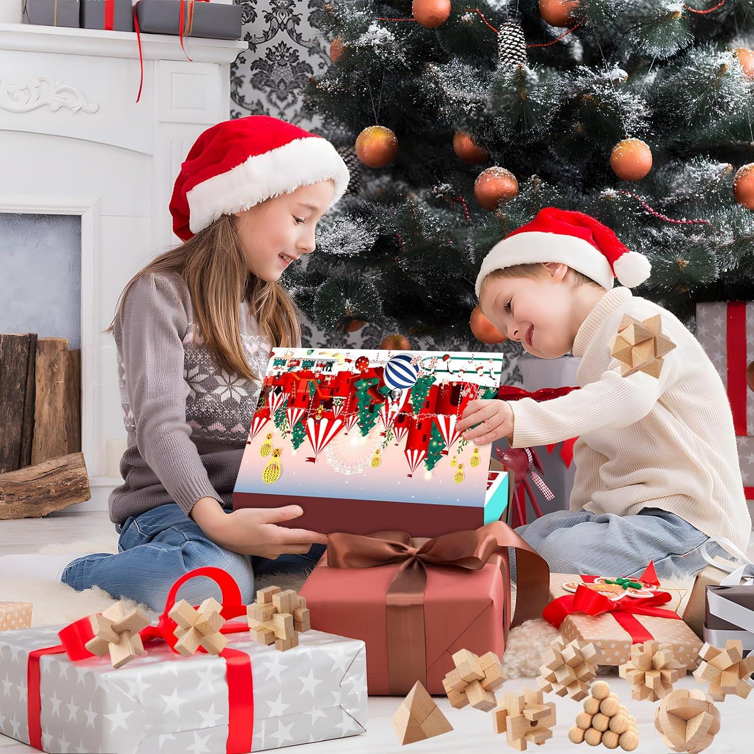 Adventskalender 2024-Puzzle Weihnachts-Countdown Metall-Holz-Rätsel