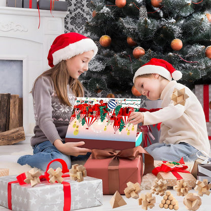 Adventskalender 2024-Puzzle Weihnachts-Countdown Metall-Holz-Rätsel