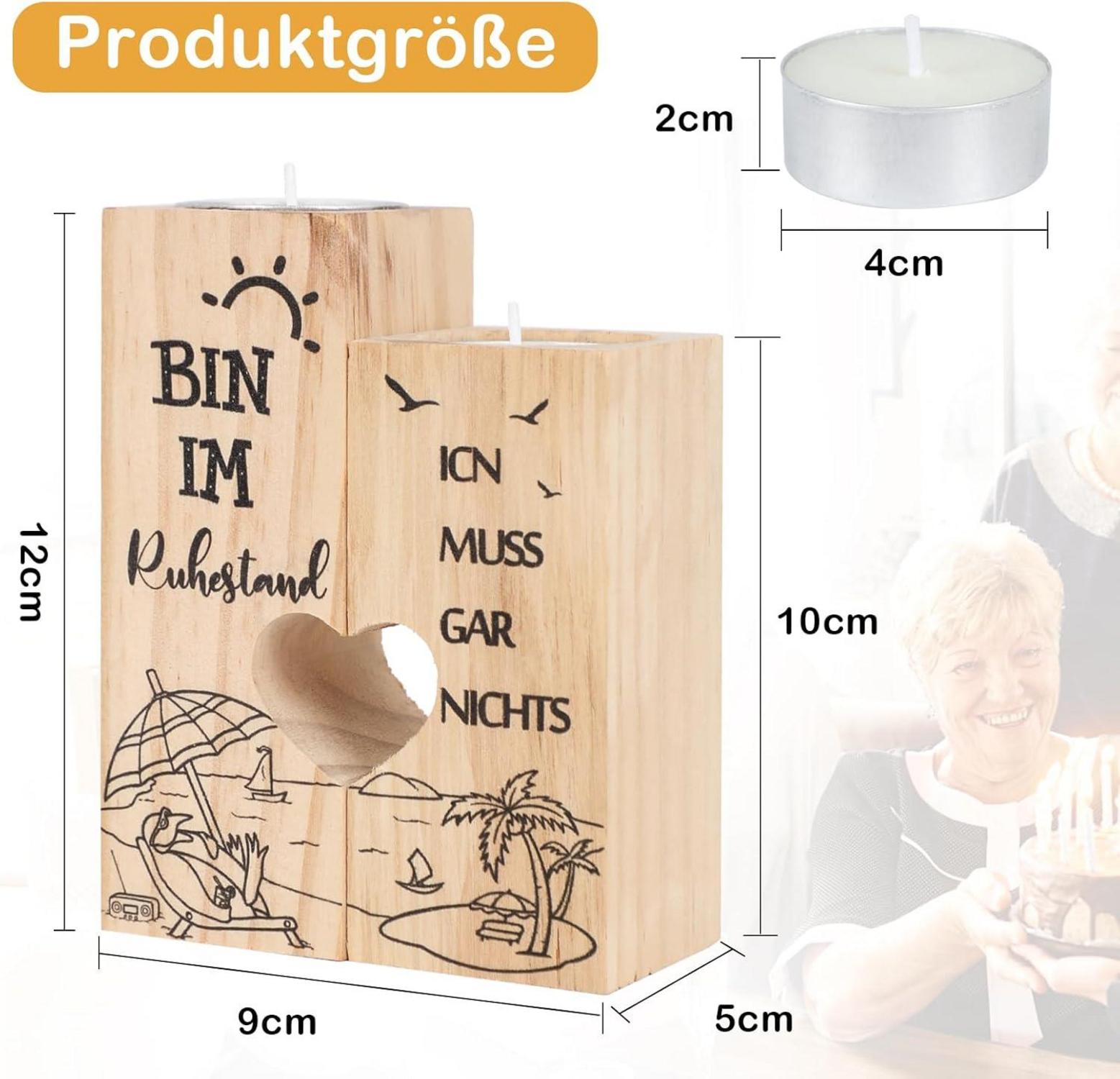 Ruhestand Geschenk Kerzenständer Holz Abschiedsgeschenk Kollegin