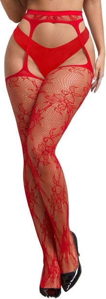 Sexy Ouvert Strumpfhosen Strümpfe Strapsstrümpfe Schwarz Rot 3XL-5XL