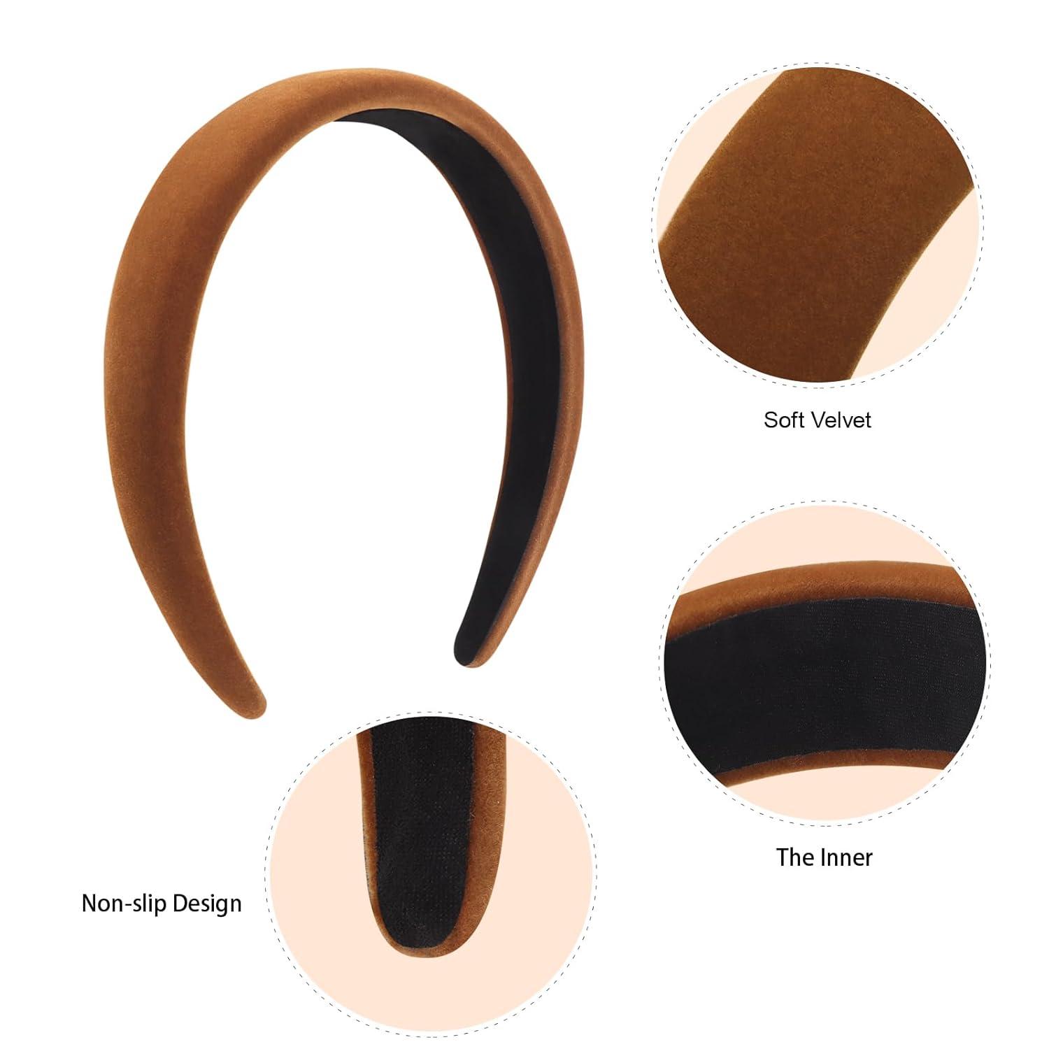 3er Pack breite Samtstirnbänder Damen Mädchen Boho Haarreif Anti-Rutsch