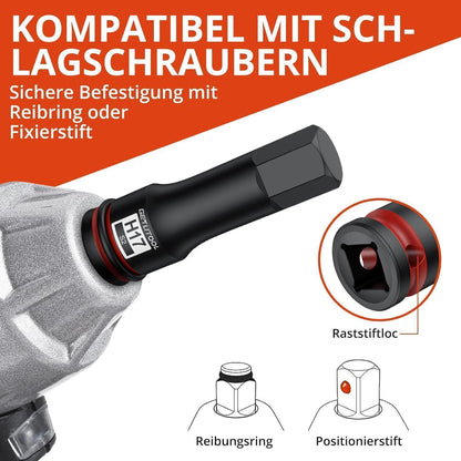 10tlg. Innensechskant Schlagschrauber Nüsse Set 1/2" HX 5-19mm S2 Stahl