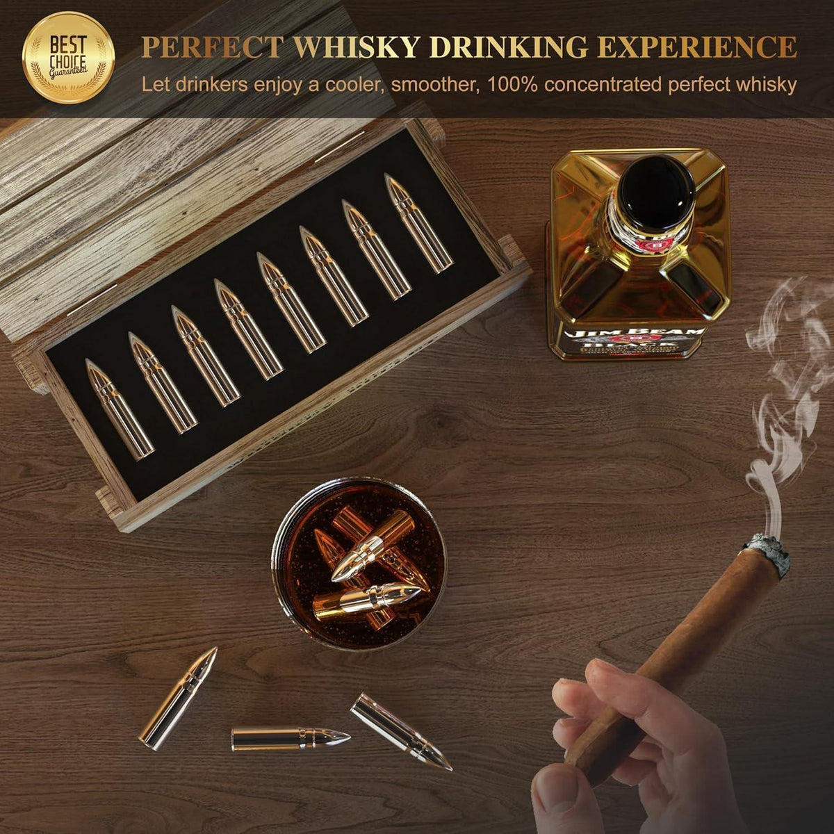 Bullet Eiswürfel Edelstahl - Wiederverwendbare Whisky Steine Geschenk für Ihn