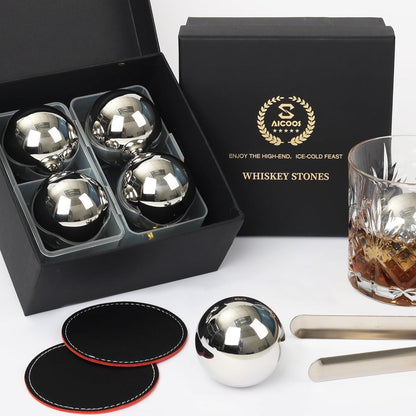 Whisky-Steine Edelstahl Wiederverwendbar 4Stück 55mm Kugel