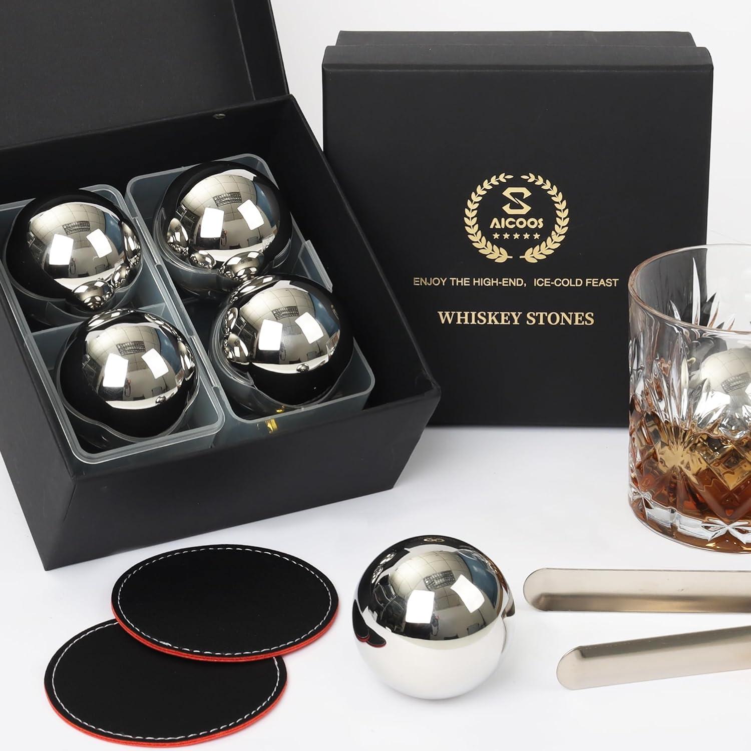 Whisky-Steine Edelstahl Wiederverwendbar 4Stück 55mm Kugel