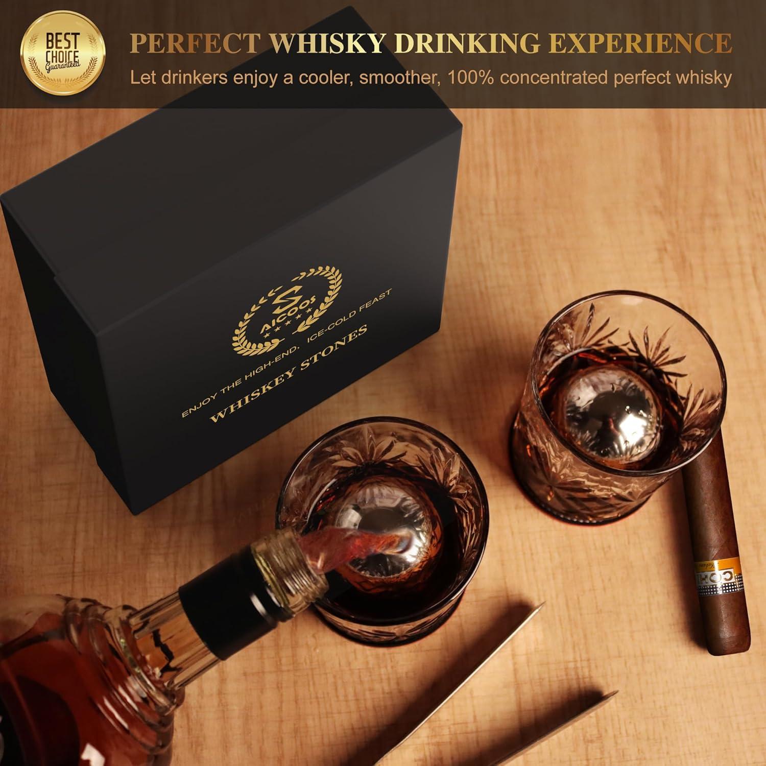 Edelstahl Whisky Steine - Wiederverwendbare Metall Eiswürfel für Männer (4