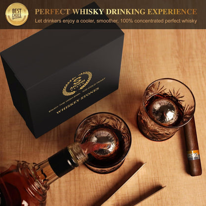 Edelstahl Whisky Steine - Wiederverwendbare Metall Eiswürfel für Männer (4