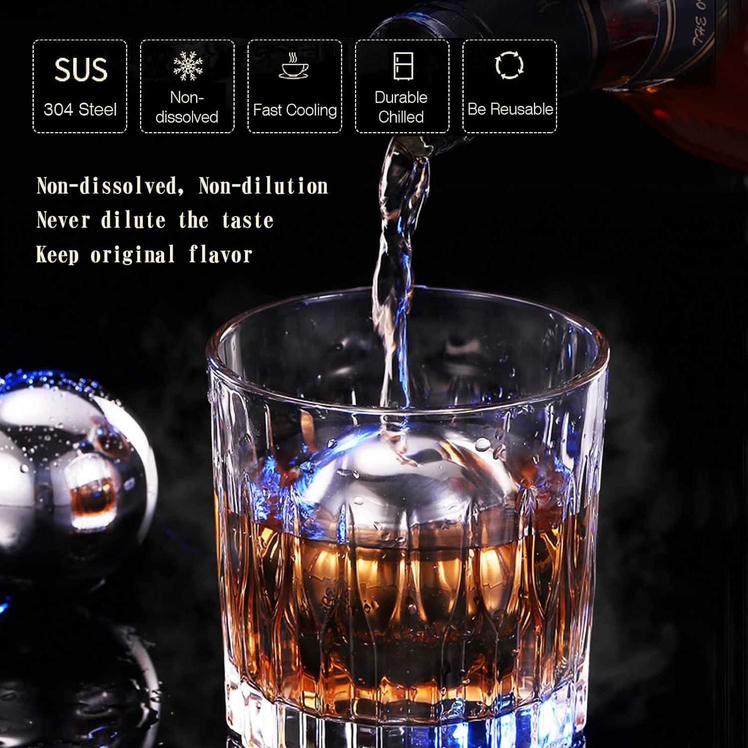 Whisky-Steine Edelstahl Kugel 55mm 4Stück Geschenk Mann Papa Freund