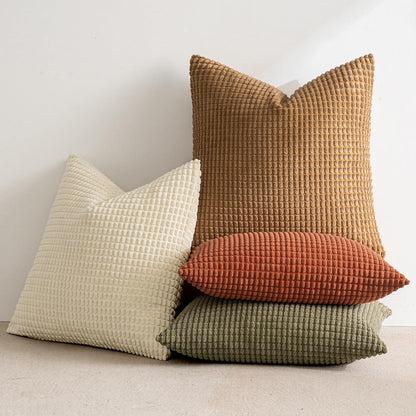4er Set Kissenbezüge Kordsamt 40x40 cm Braun & Grün