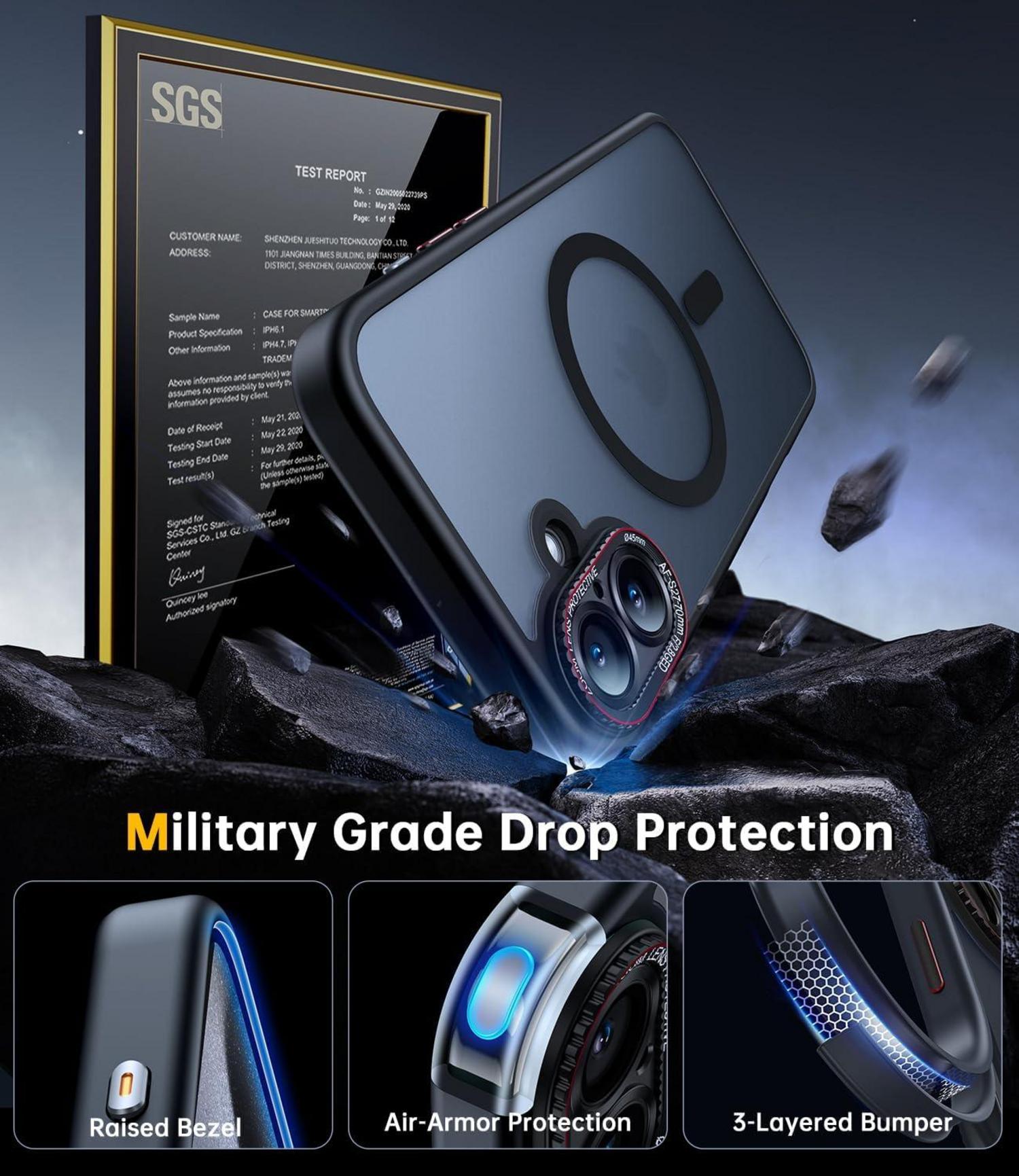 JUESHITUO iPhone 16 Plus Hülle Militärschutz Magsafe Anti-Fingerabdruck
