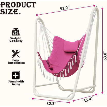 Hängesessel mit Gestell – Rosa, Robust & Komfortabel für Innen & Außen